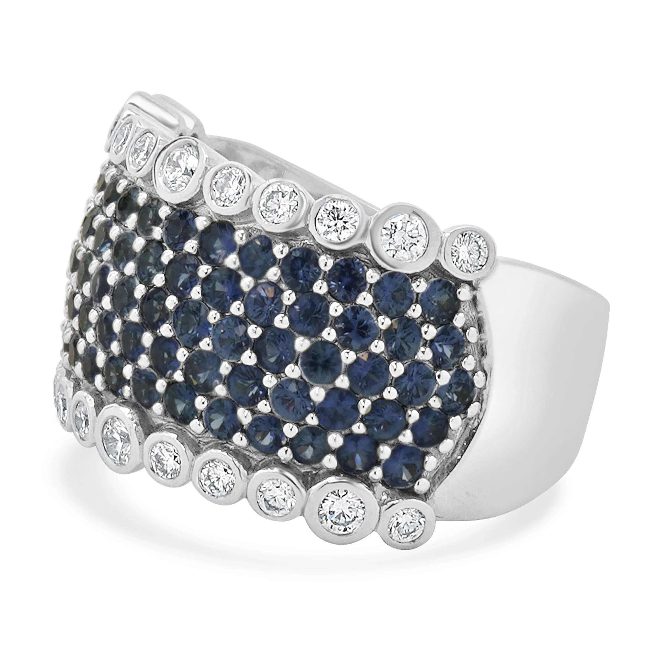 LeVian 14 Karat White Gold Pave Sapphire and Diamond Band - Image 2