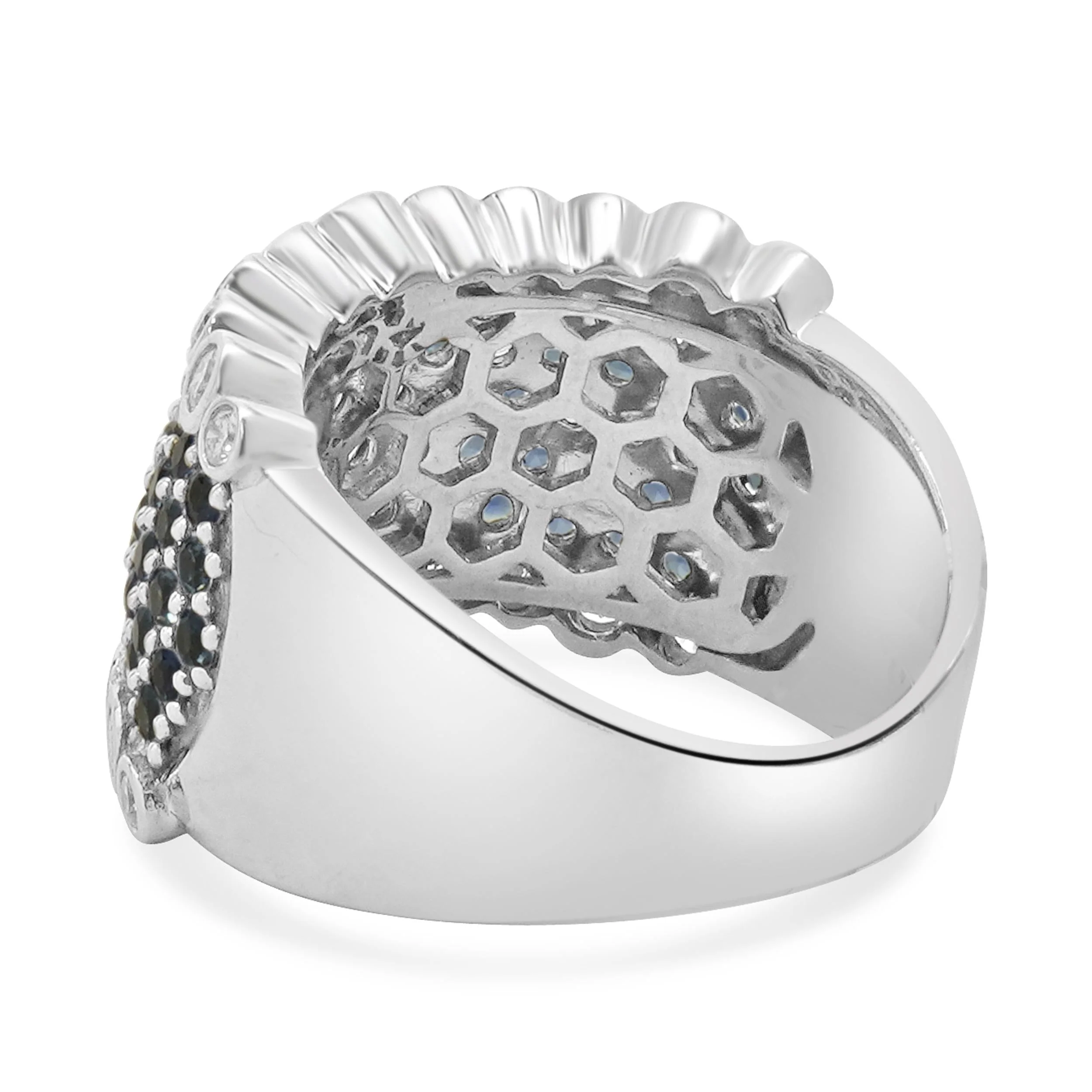 LeVian 14 Karat White Gold Pave Sapphire and Diamond Band - Image 3