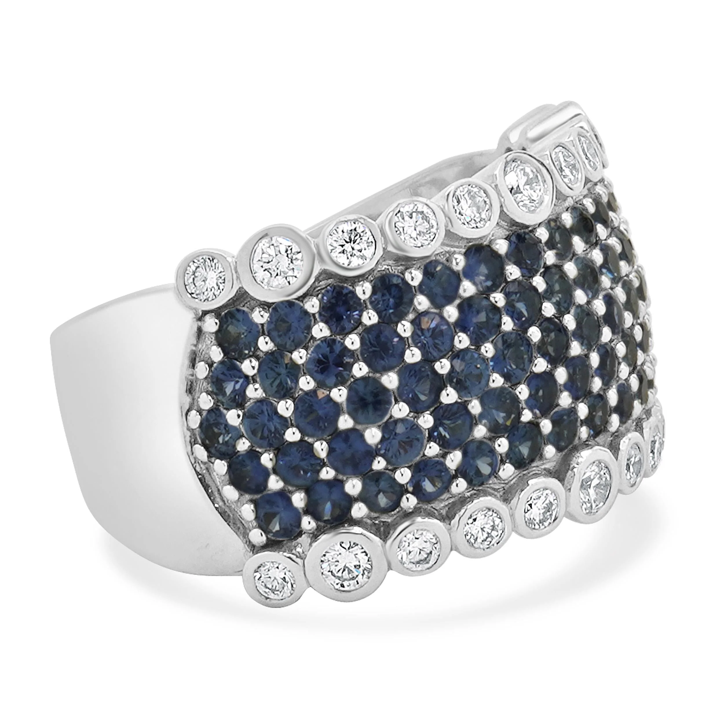 LeVian 14 Karat White Gold Pave Sapphire and Diamond Band - Image 4