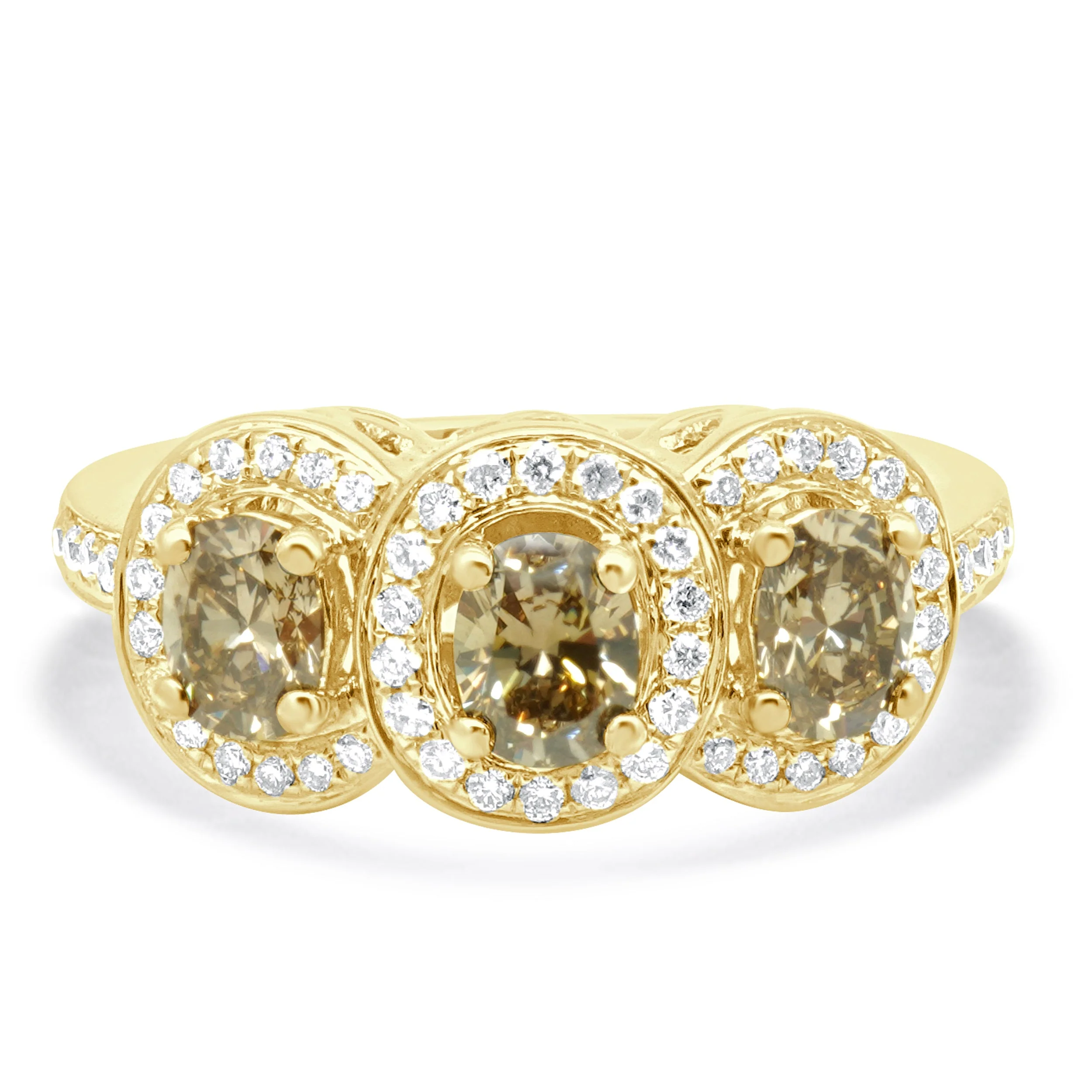Levian 14 Karat Yellow Gold Chocolate & Vanilla Diamond Halo Ring