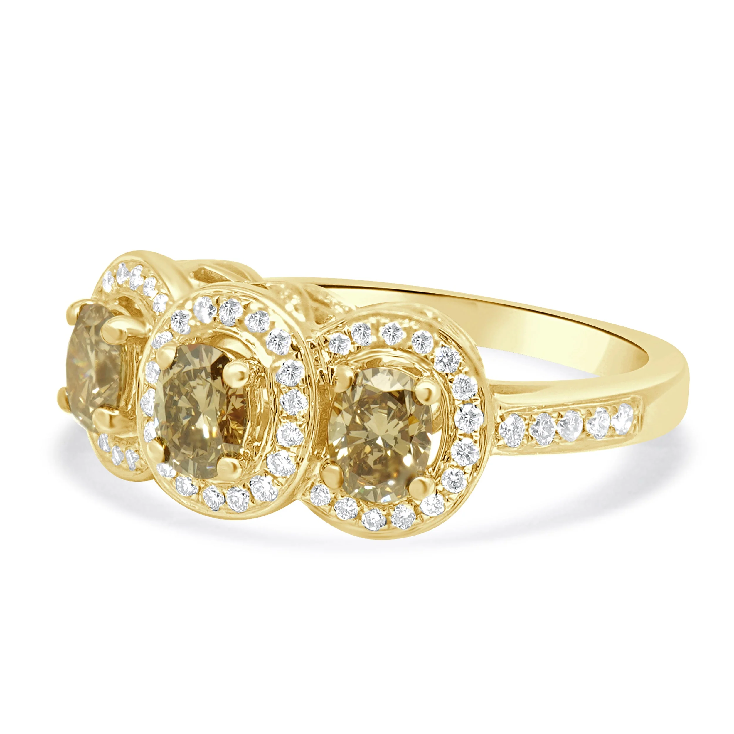 Levian 14 Karat Yellow Gold Chocolate & Vanilla Diamond Halo Ring - Image 2
