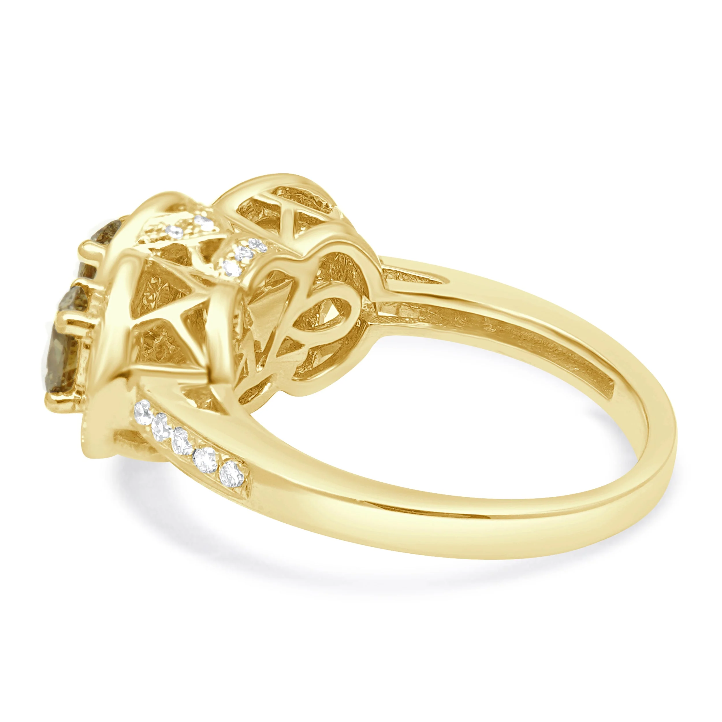 Levian 14 Karat Yellow Gold Chocolate & Vanilla Diamond Halo Ring - Image 3