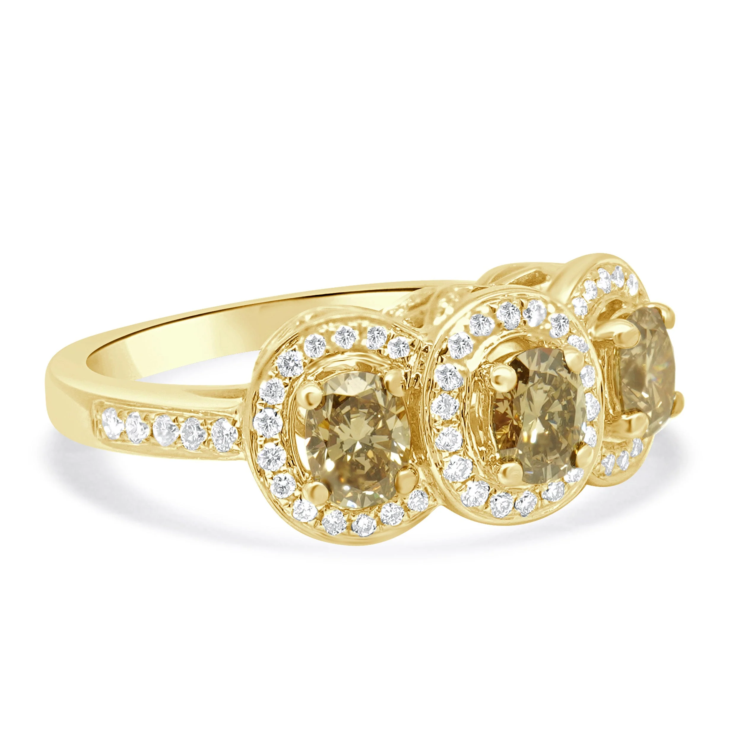 Levian 14 Karat Yellow Gold Chocolate & Vanilla Diamond Halo Ring - Image 4