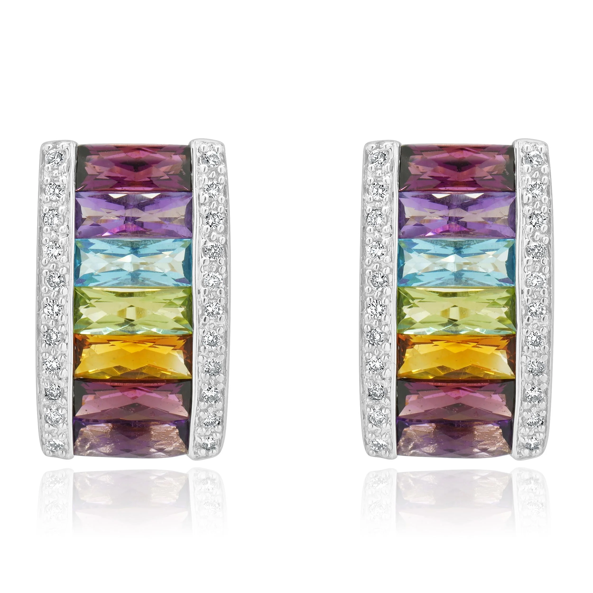 LeVian 14 Karat Yellow Gold Multi Colored Gemstone and Diamond Earrings