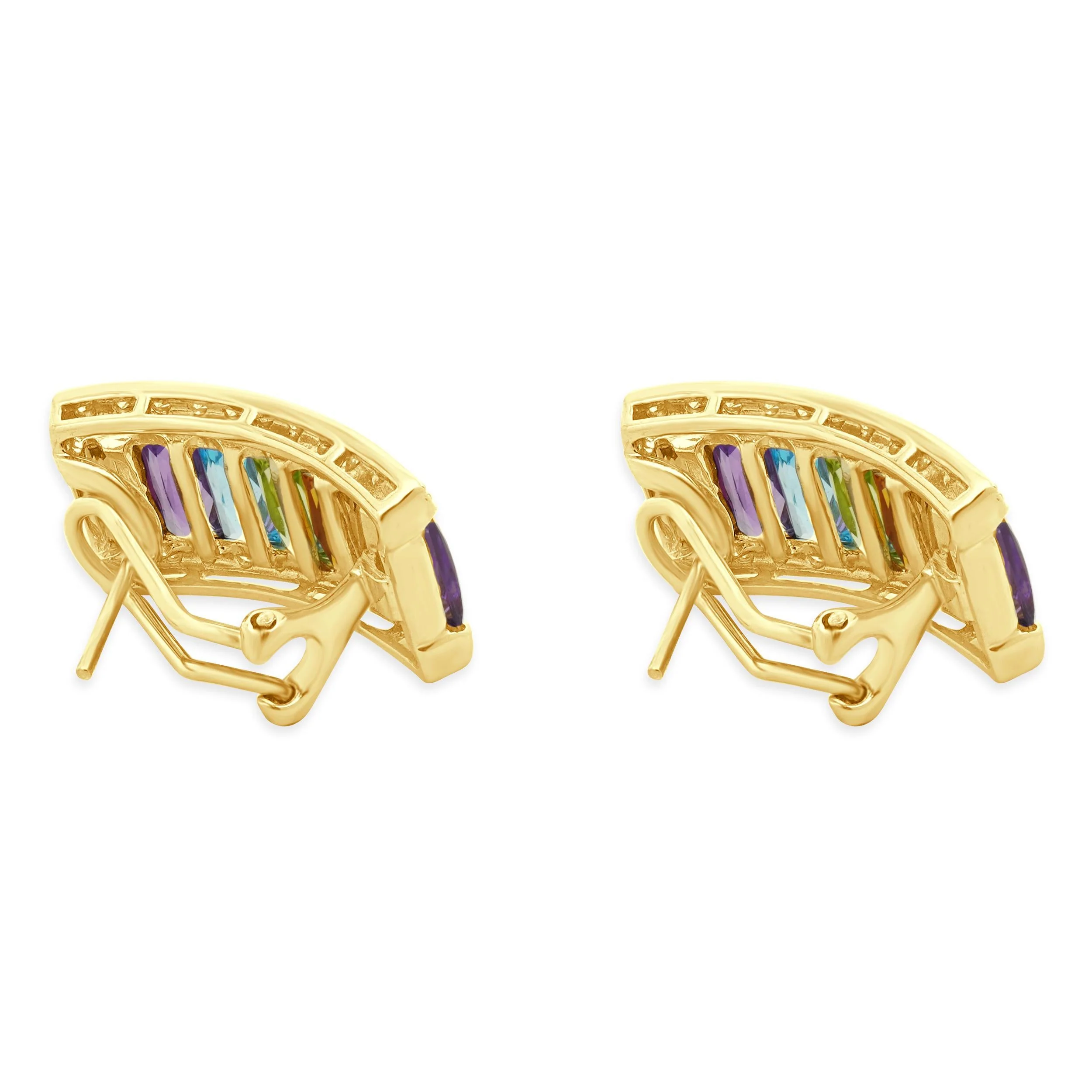 LeVian 14 Karat Yellow Gold Multi Colored Gemstone and Diamond Earrings - Image 3