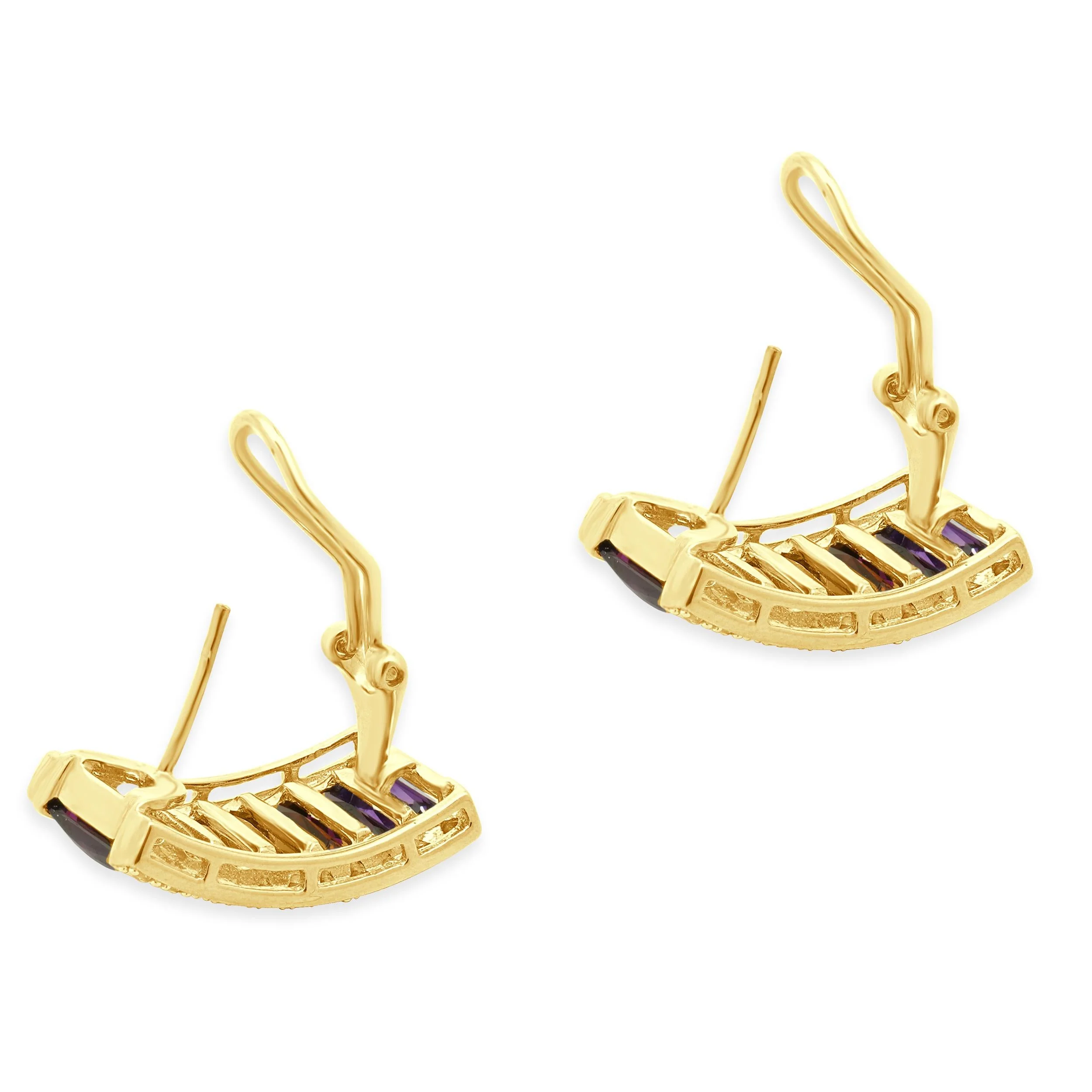 LeVian 14 Karat Yellow Gold Multi Colored Gemstone and Diamond Earrings - Image 4