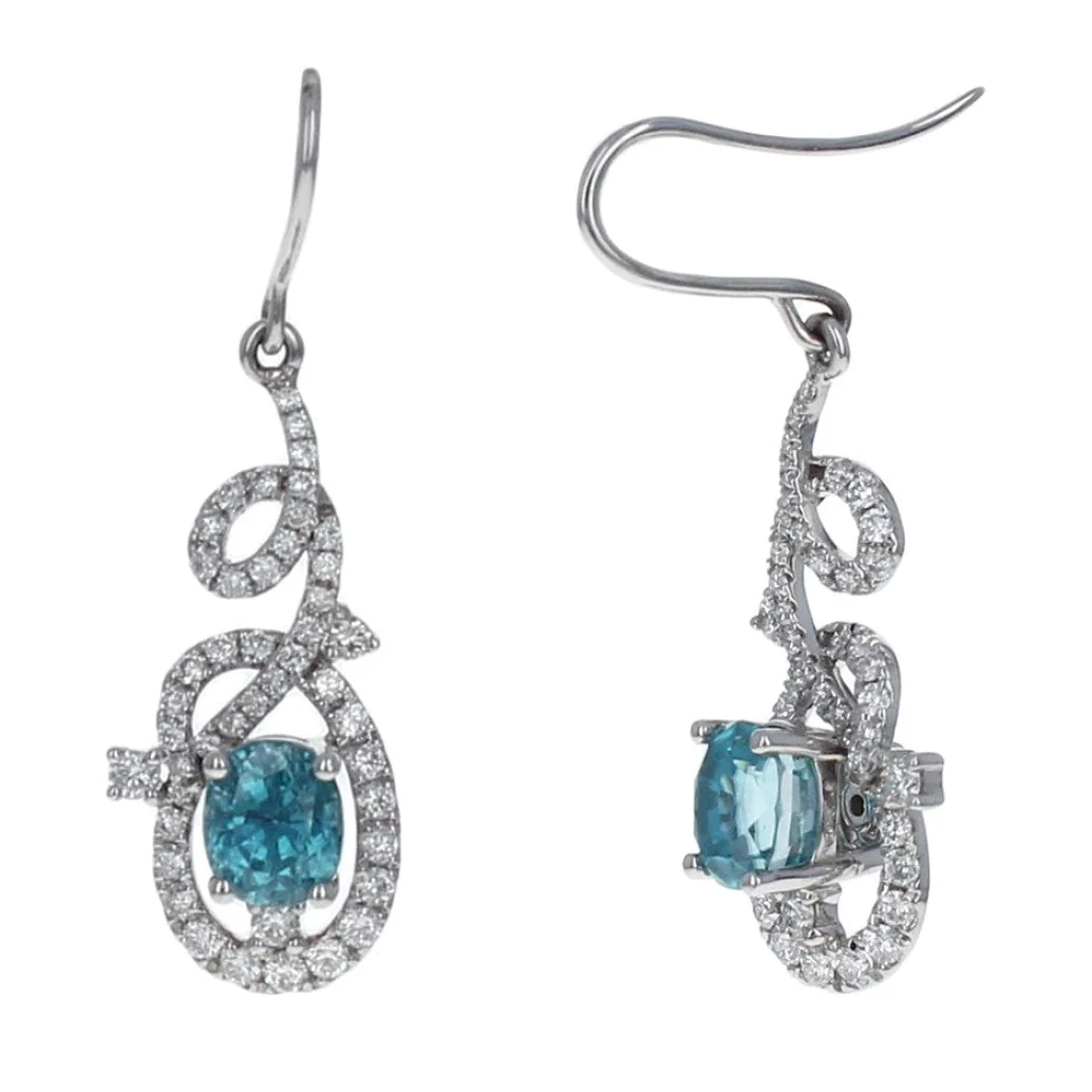 LeVian Blue Zircon and Diamond Drop Earrings - Image 2
