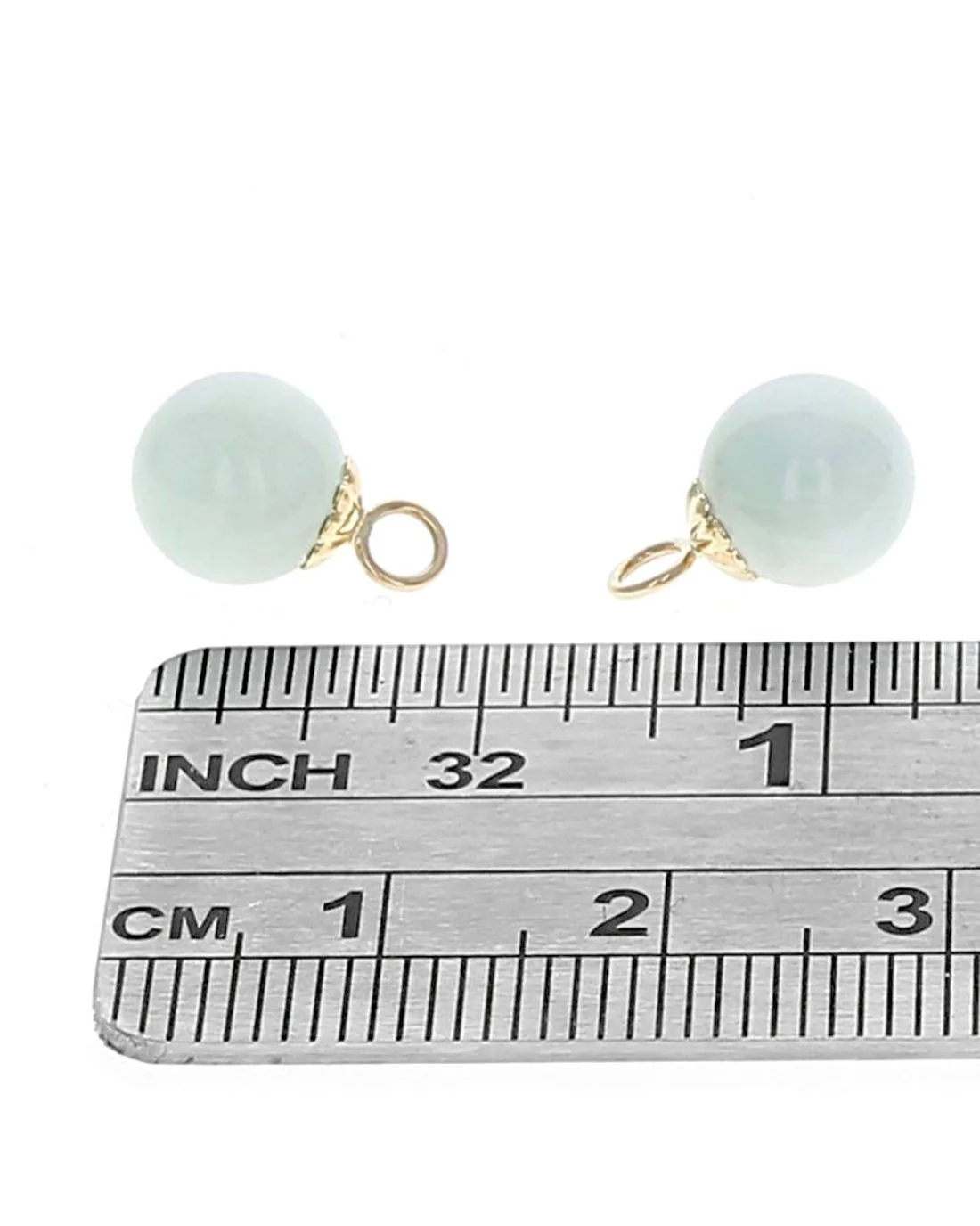 Light Green Jadeite Ball Earring Charms - Image 3
