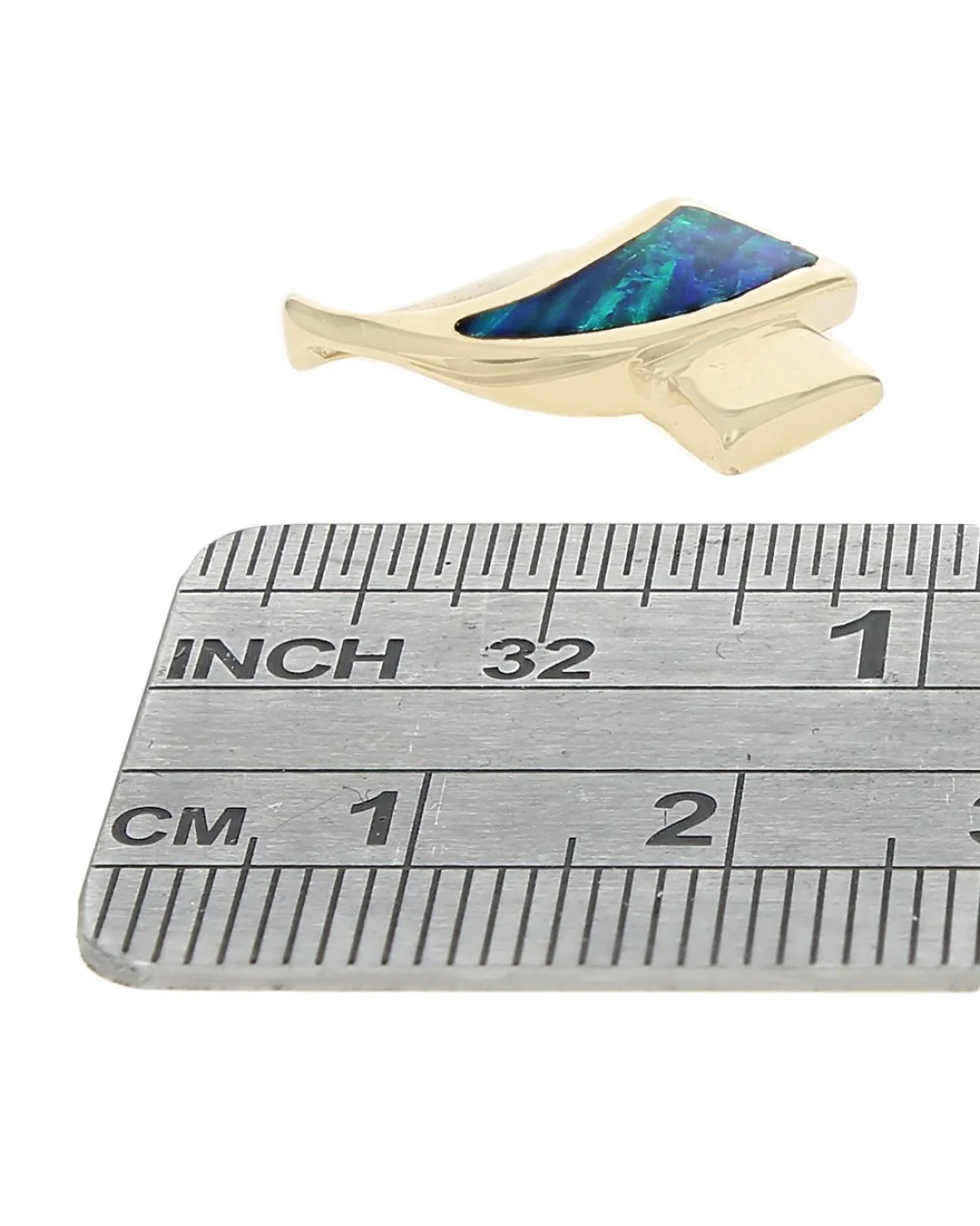 Lightning Ridge Black Opal Ribbon Pendant in Yellow Gold - Image 3