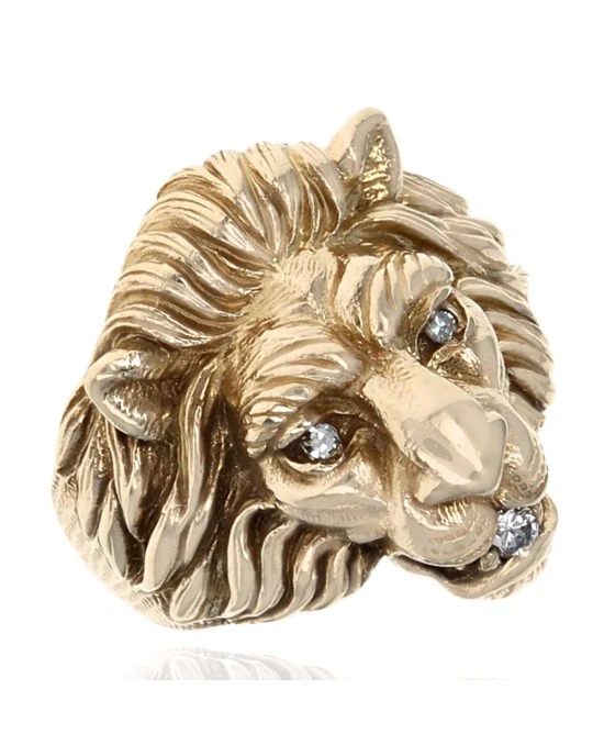 Lion Ring with Diamond Eyes and Mouth