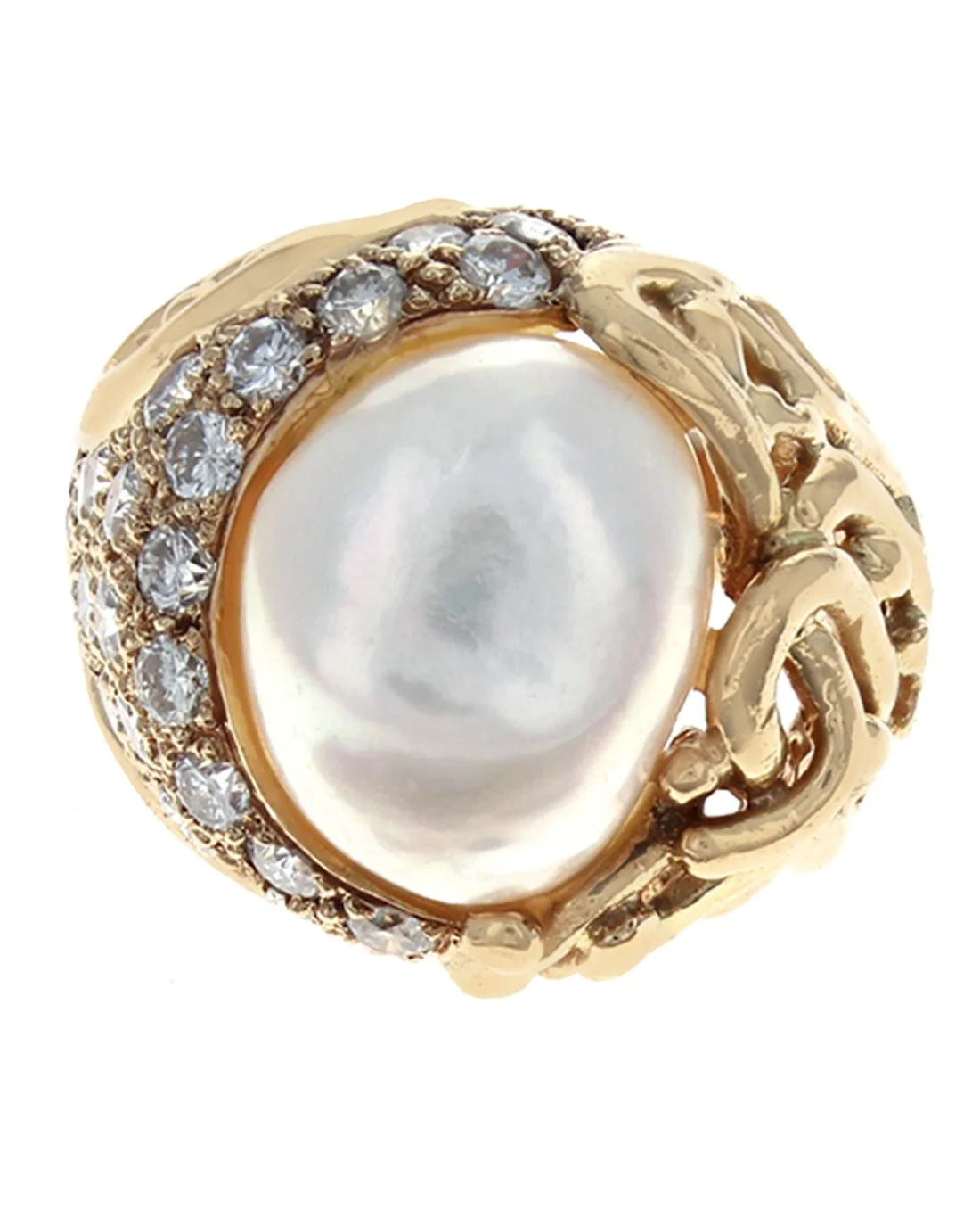 Mabe Pearl and Diamond Free Form Ring - Image 2