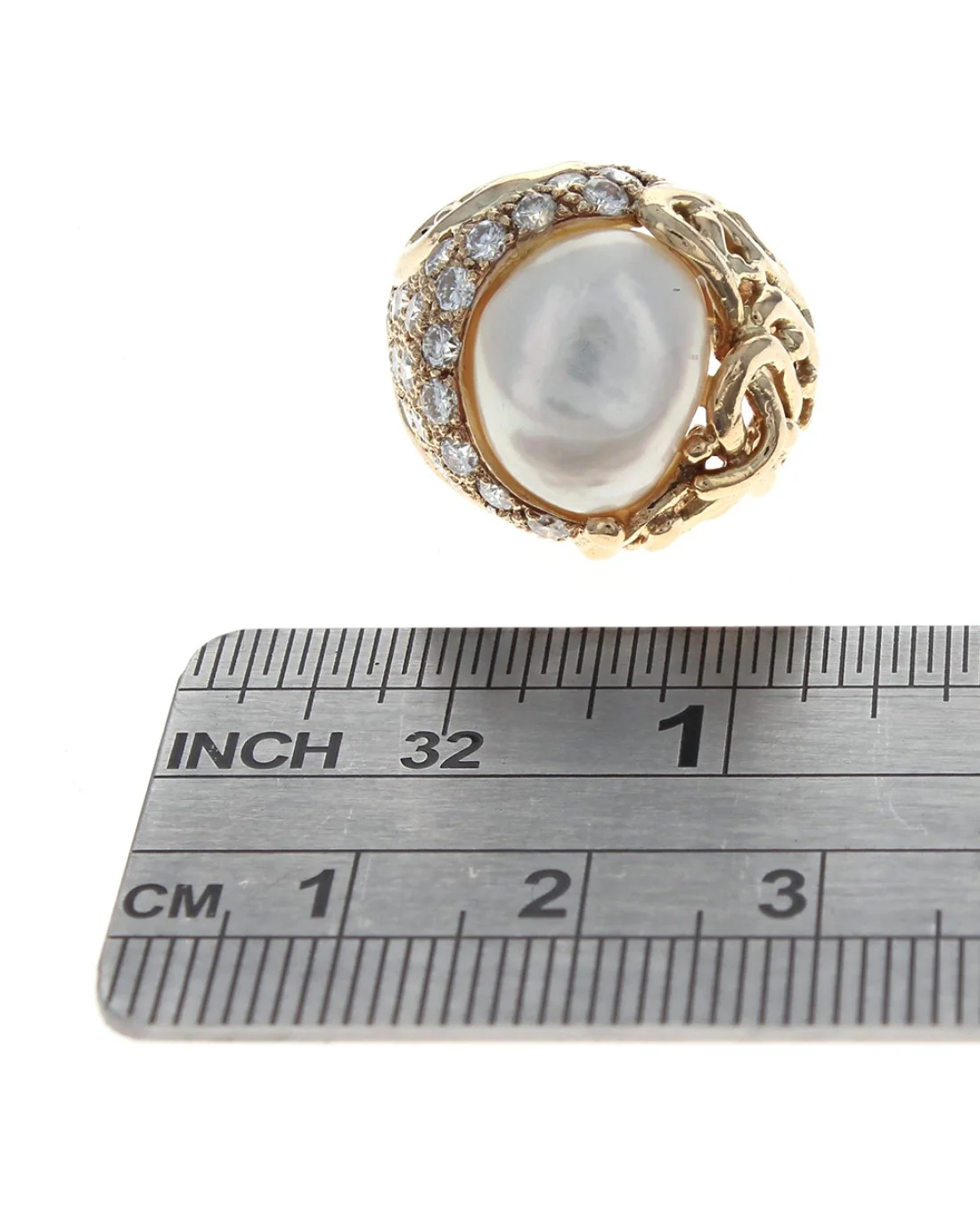 Mabe Pearl and Diamond Free Form Ring - Image 3