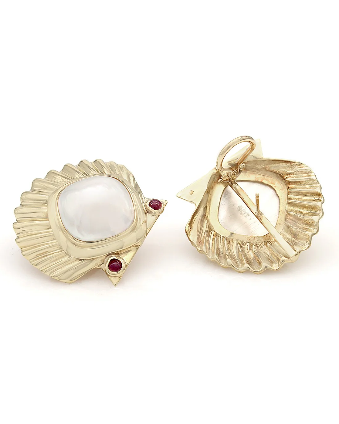 Mabe Pearl Shell Earrings in Gold - Image 2