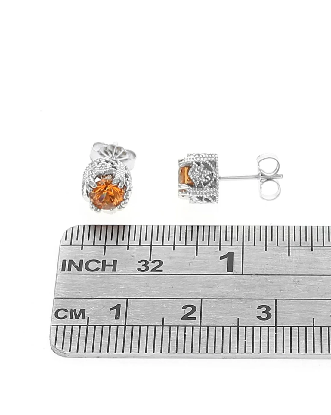 Madeira Citrine and Diamond Accent Studs - Image 3