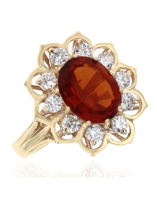 Madeira Citrine and Diamond Halo Ring