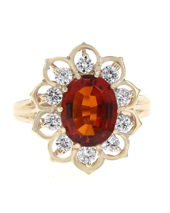 Madeira Citrine and Diamond Halo Ring - Image 2
