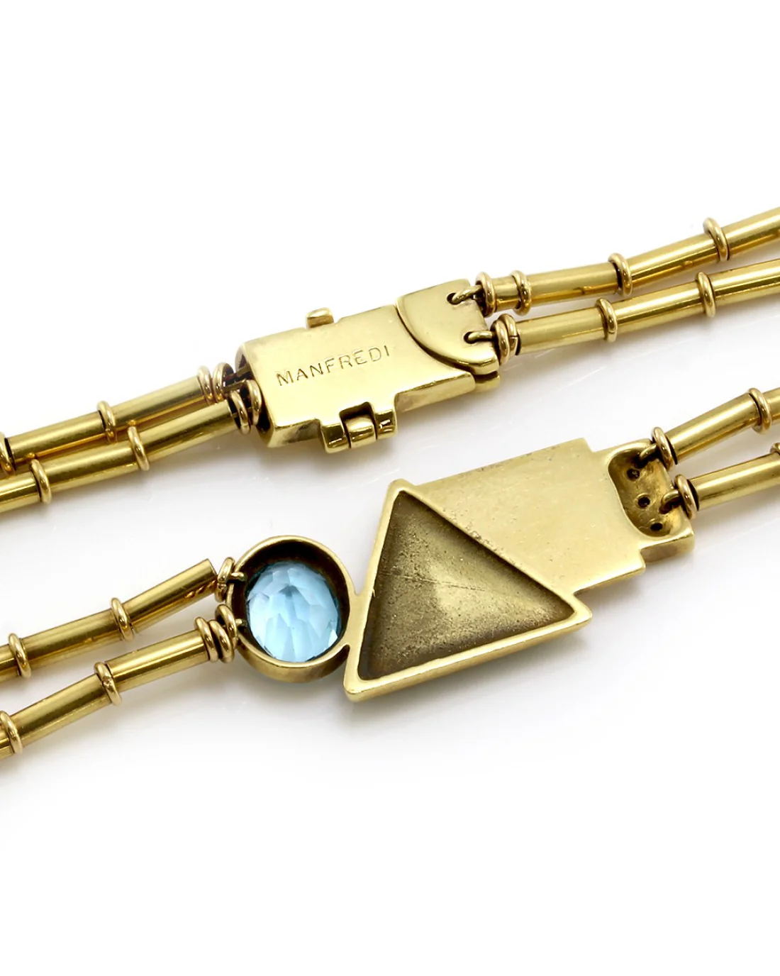 Manfredi Topaz, Diamond & Green Enamel Necklace in Yellow Gold - Image 2