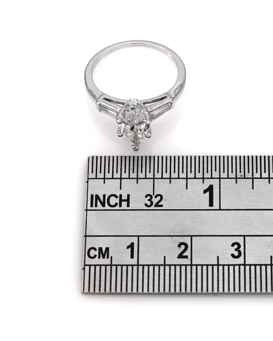 Marquise and Baguette Diamond Solitaire Ring - Image 3