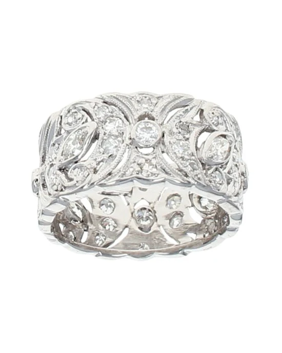 Marquise and Round Diamond Band in Platinum - Image 2