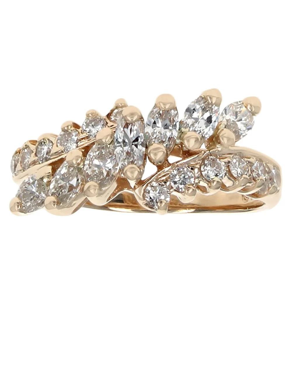 Marquise and Round Diamond Bypass Ring - Image 2