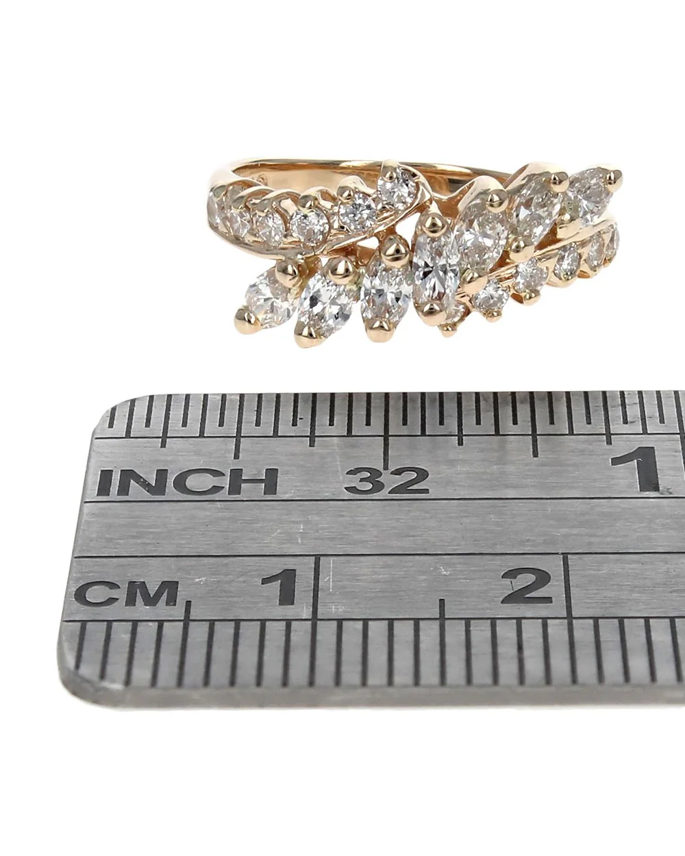Marquise and Round Diamond Bypass Ring - Image 3