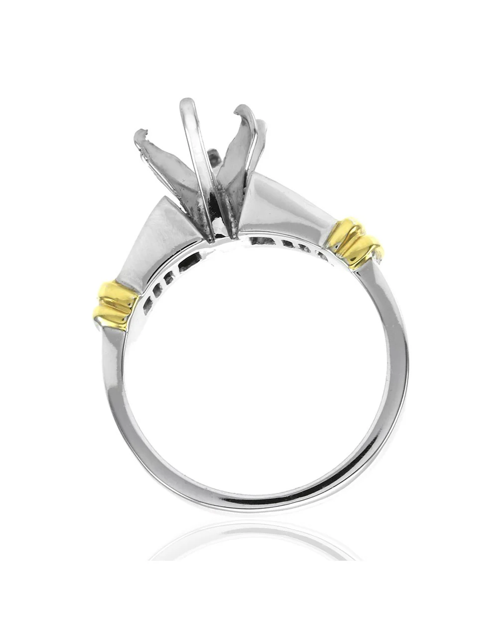 Marquise Diamond Bridal Engagement Ring Mounting with Baguettes - Image 4