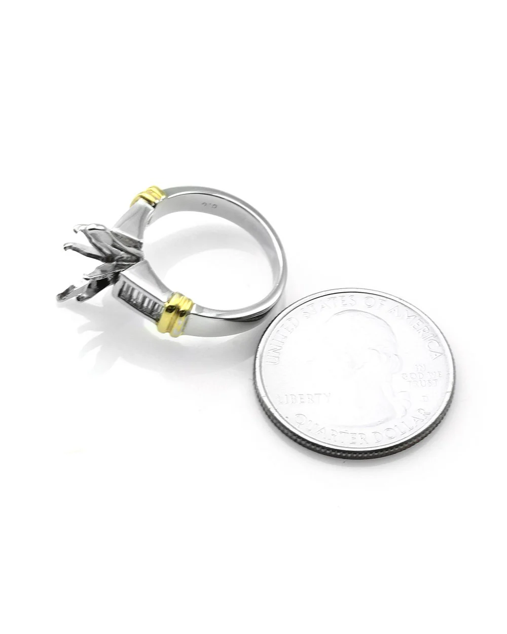 Marquise Diamond Bridal Engagement Ring Mounting with Baguettes - Image 5