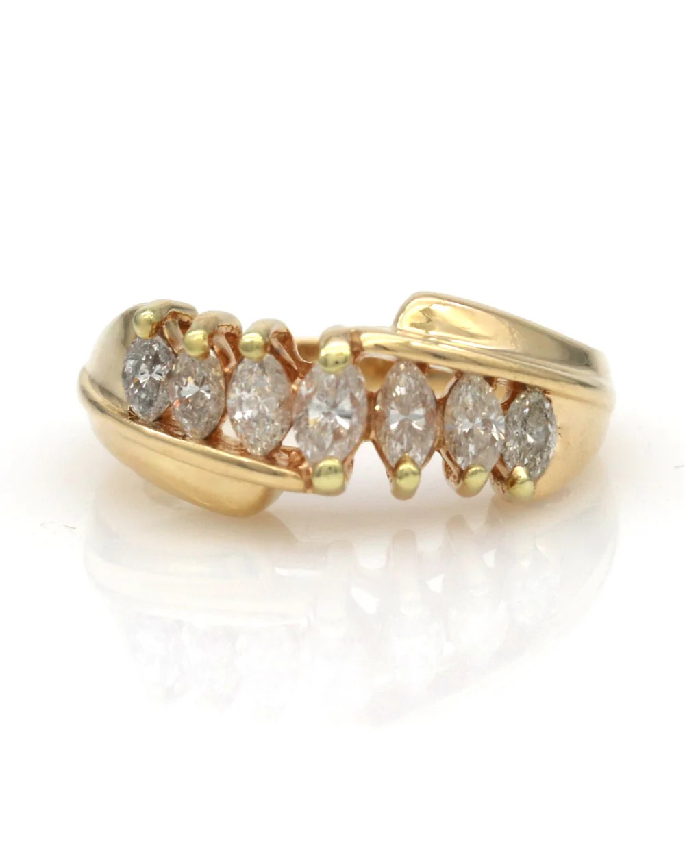 Marquise Diamond Bypass Ring in Gold