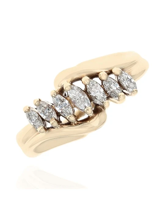 Marquise Diamond Bypass Ring in Yellow Gold