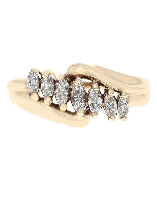 Marquise Diamond Bypass Ring in Yellow Gold - Image 2
