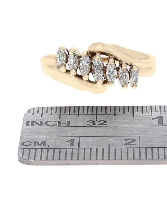 Marquise Diamond Bypass Ring in Yellow Gold - Image 3