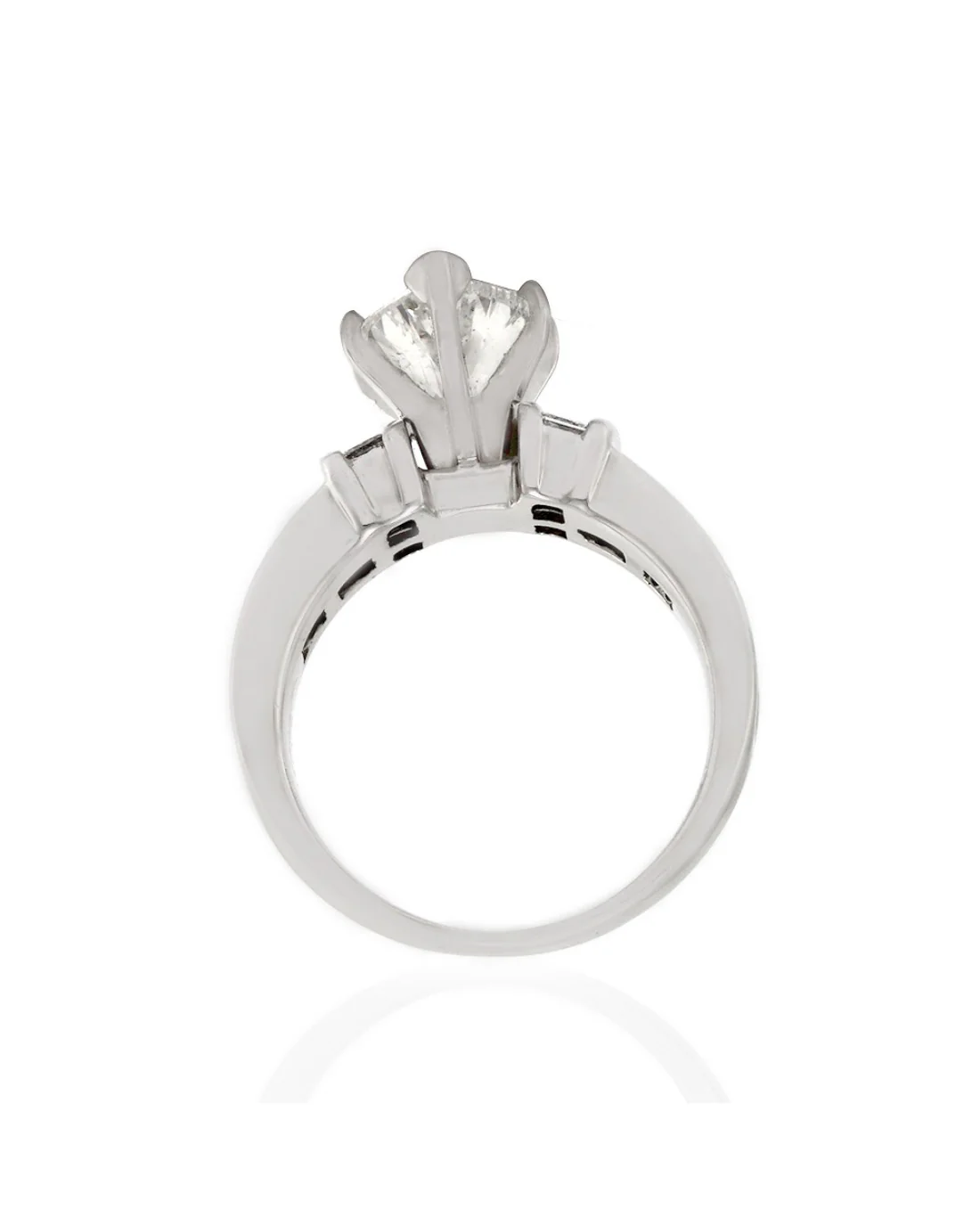 Marquise Diamond Engagement Ring with Princess Diamond Accents in Gold - Image 2
