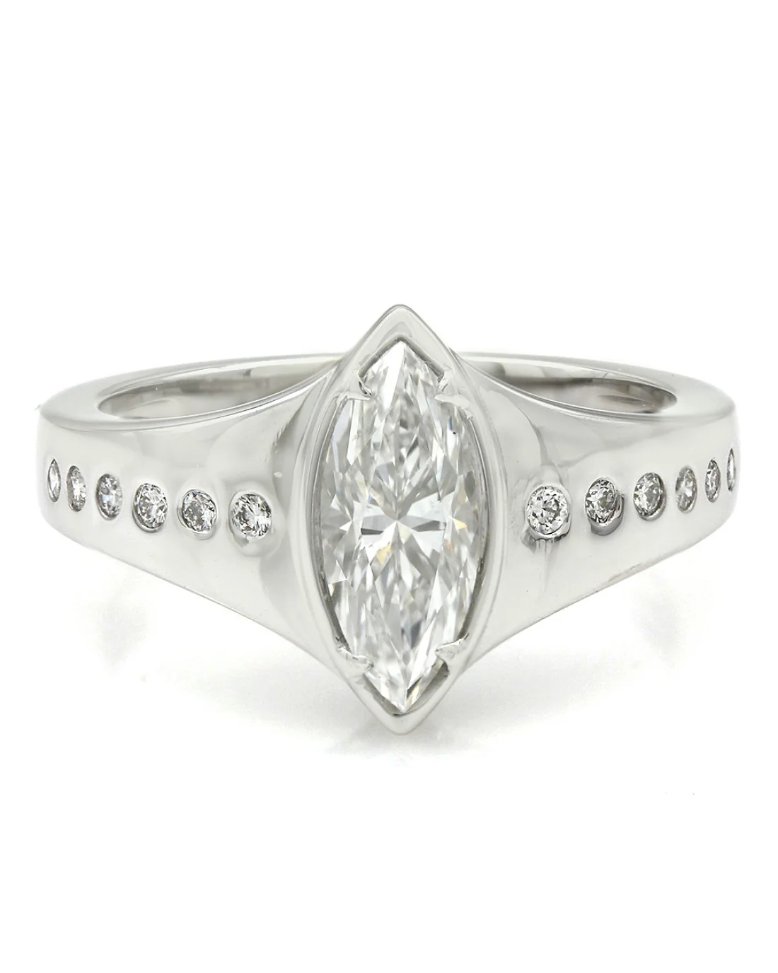 Marquise Diamond Ring in 18k White Gold - Image 2