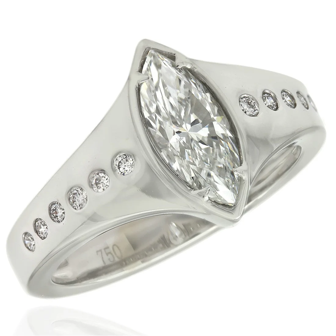 18K White Gold Marquise Diamond Solitaire Engagement Ring