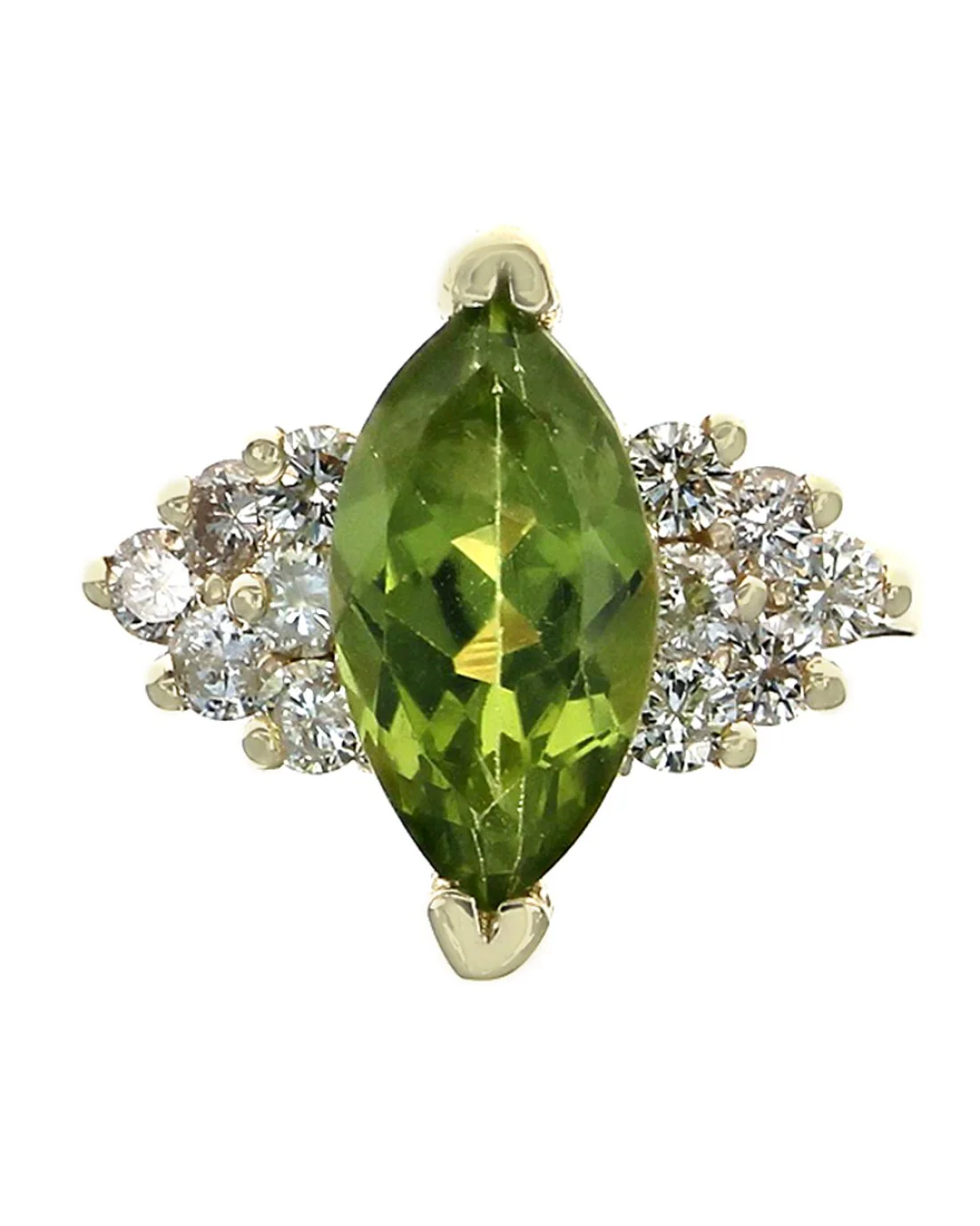 Marquise Peridot and Diamond Ring - Image 2