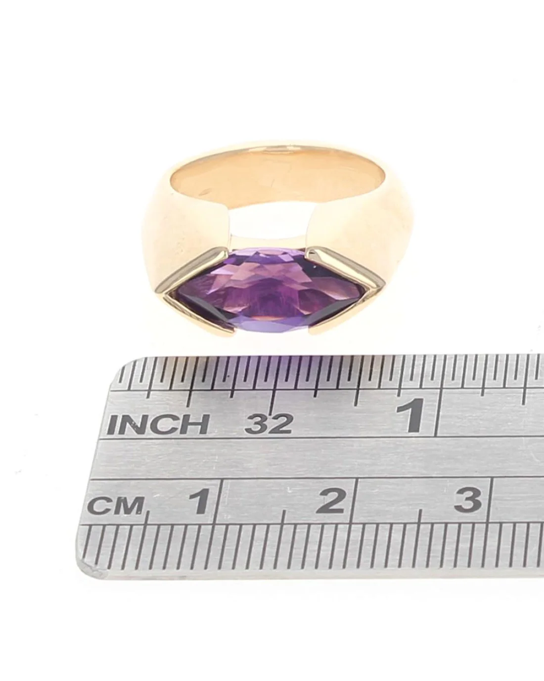 Marquise Shaped Amethyst Ring in Yellow Gold - Image 3