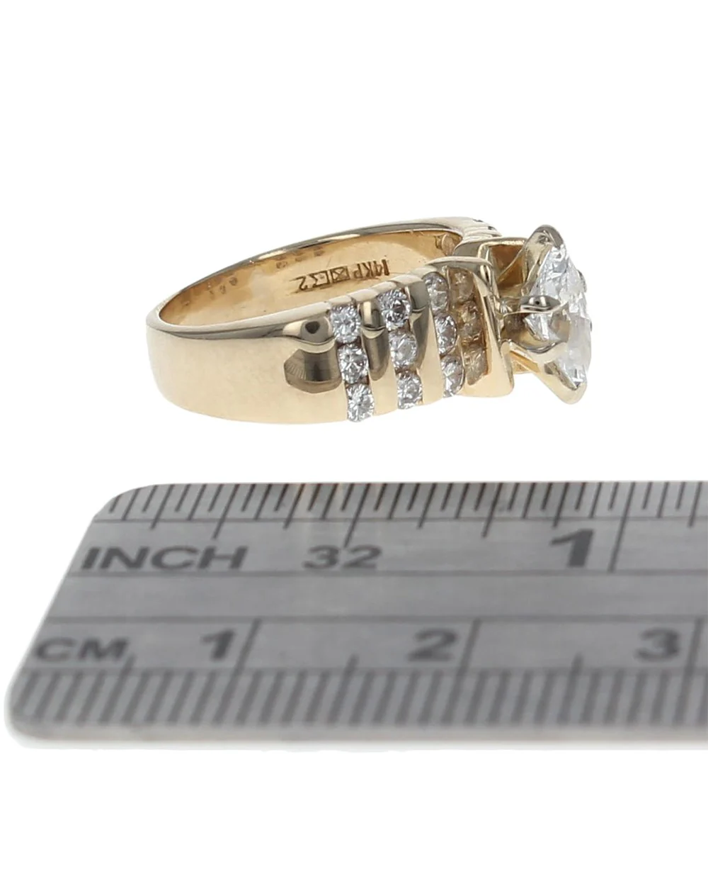 Marquise Solitaire and Round Diamond Engagement Ring - Image 3