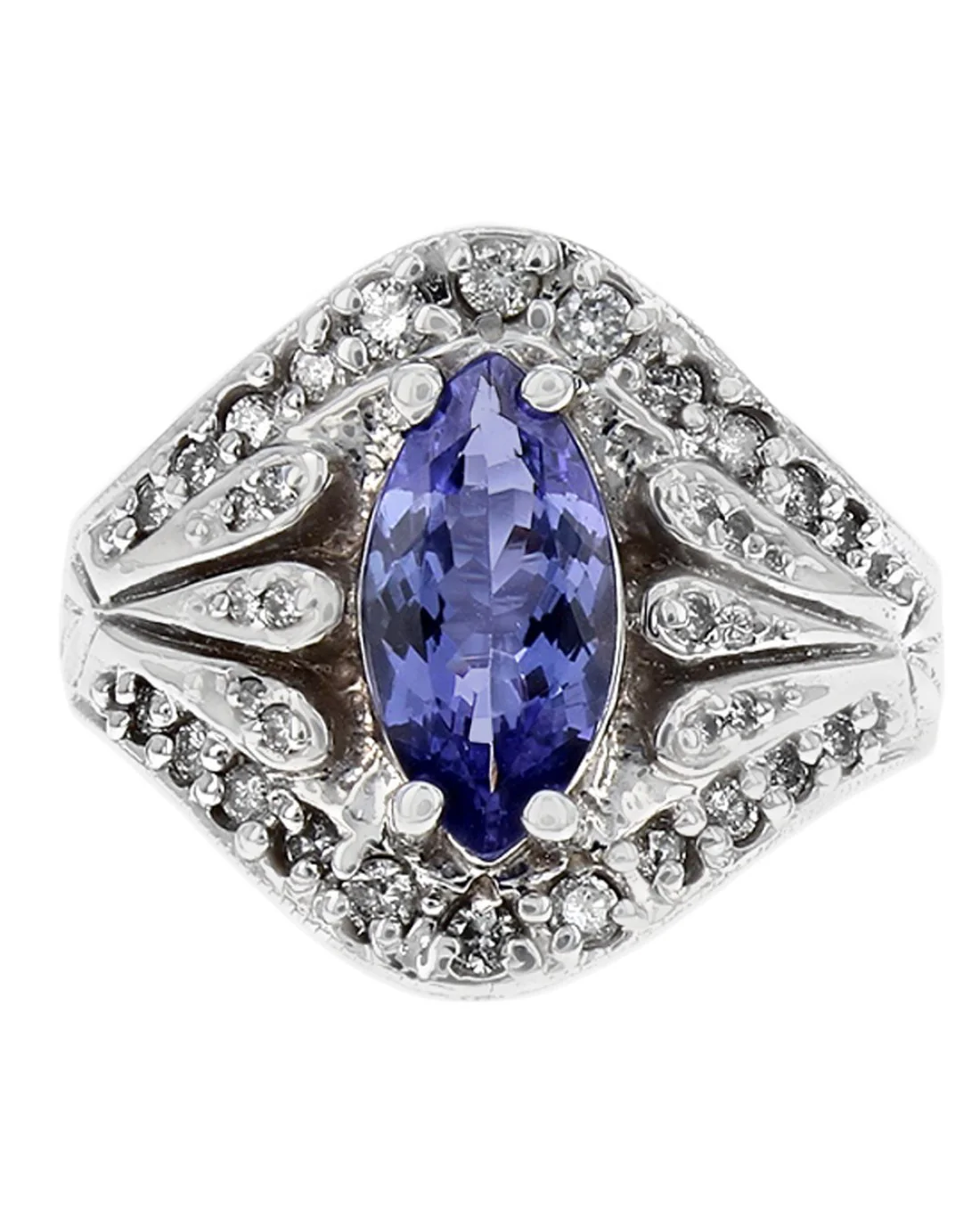 Marquise Tanzanite Diamond Pave Ring - Image 2