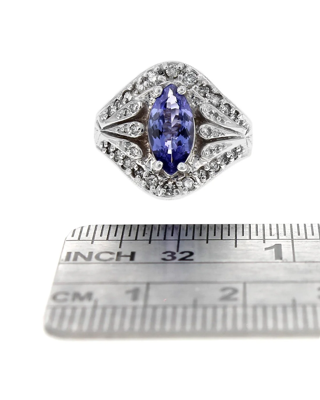 Marquise Tanzanite Diamond Pave Ring - Image 3