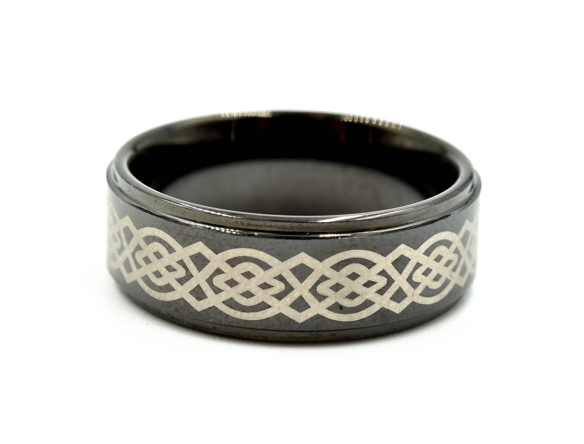 Mens 8mm Tungsten with Ceramic Design Polished Wedding Band Size 10 - Image 2