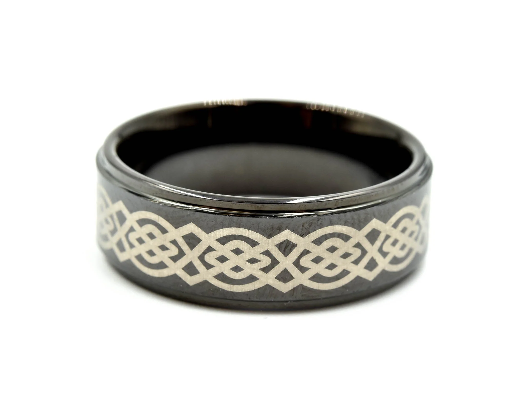 Mens 8mm Tungsten with Ceramic Design Polished Wedding Band Size 10 - Image 4