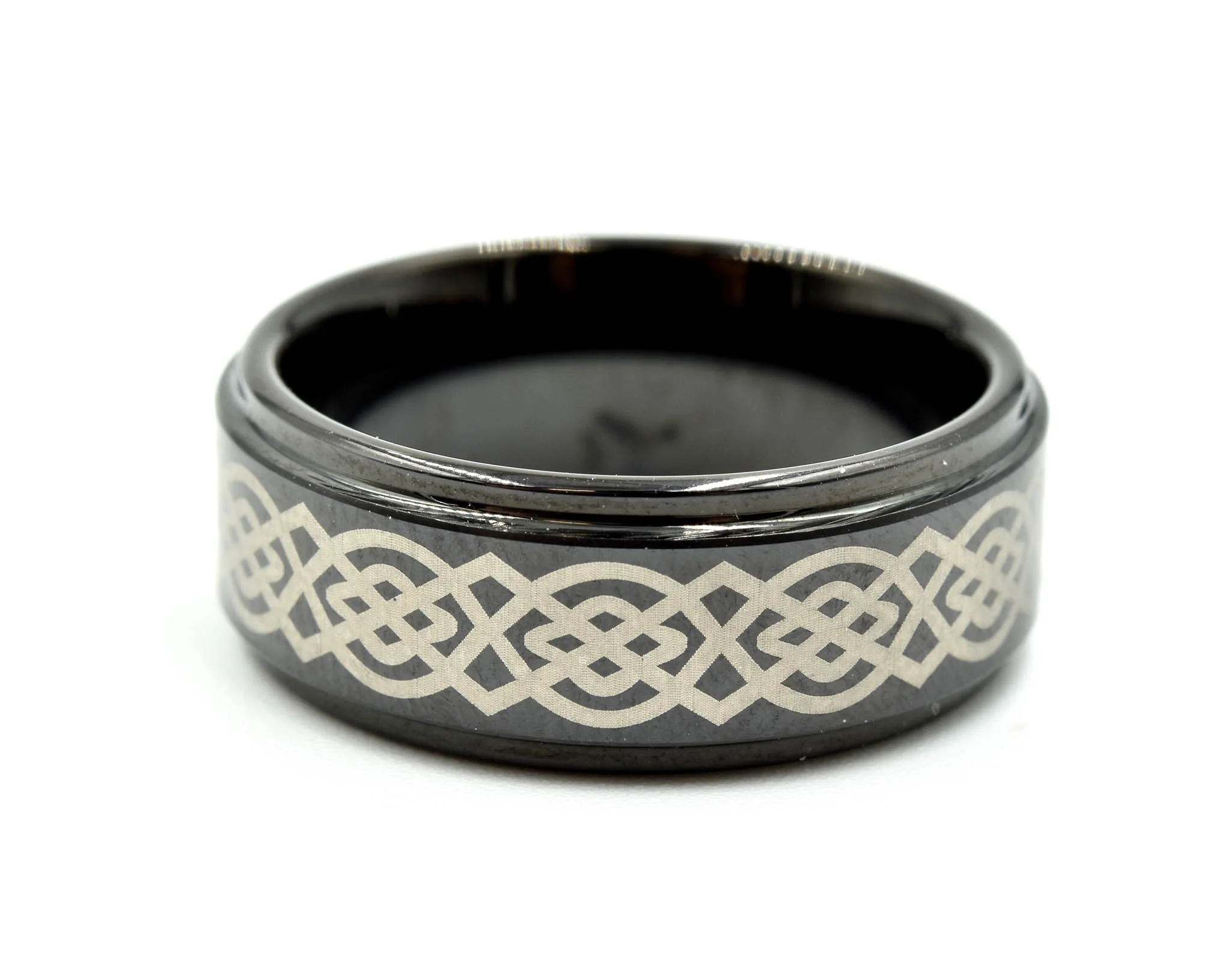Mens 8mm Tungsten with Ceramic Design Polished Wedding Band Size 8 - Image 2