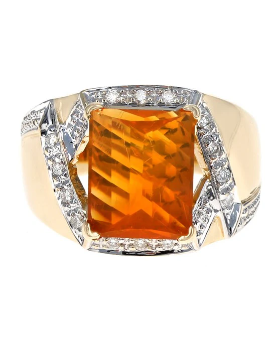 Mexican Fire Opal and Diamond Fashion Ring - Image 2