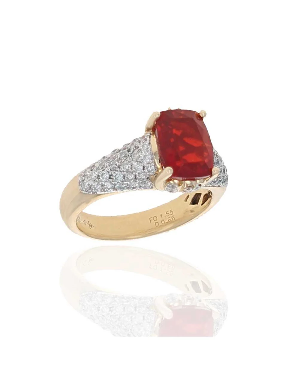 Mexican Fire Opal and Diamond Pave Ring