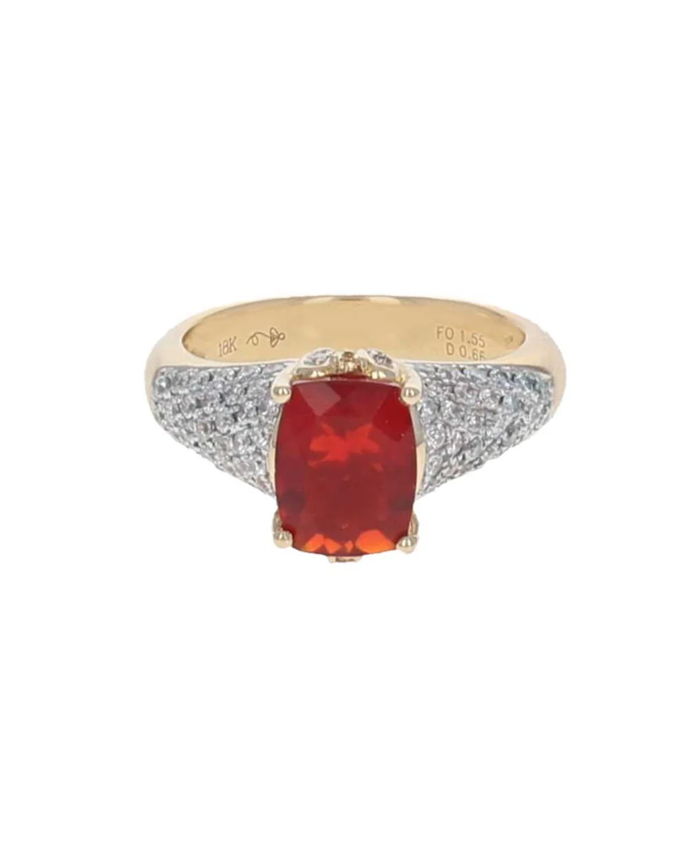 Mexican Fire Opal and Diamond Pave Ring - Image 2