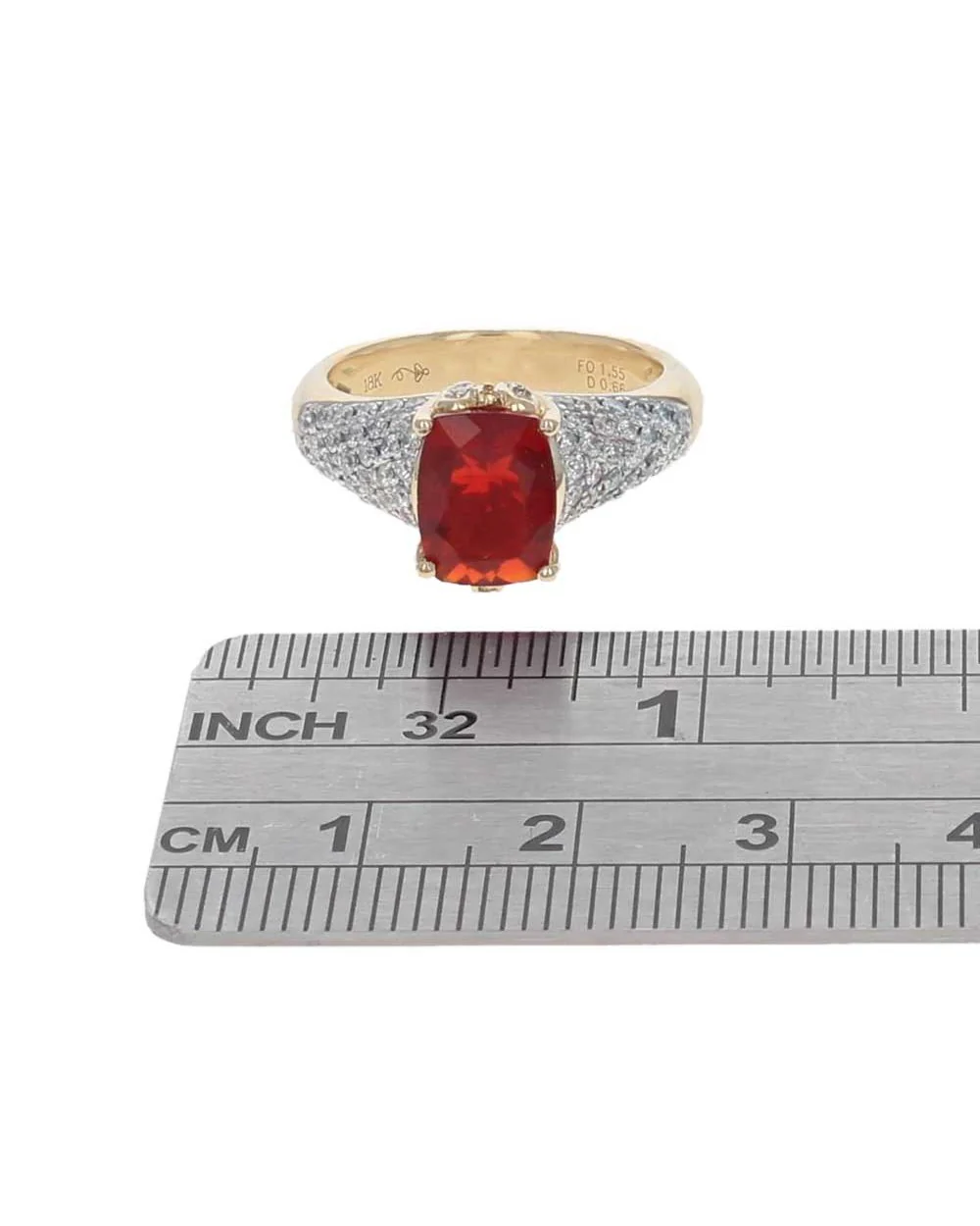Mexican Fire Opal and Diamond Pave Ring - Image 3