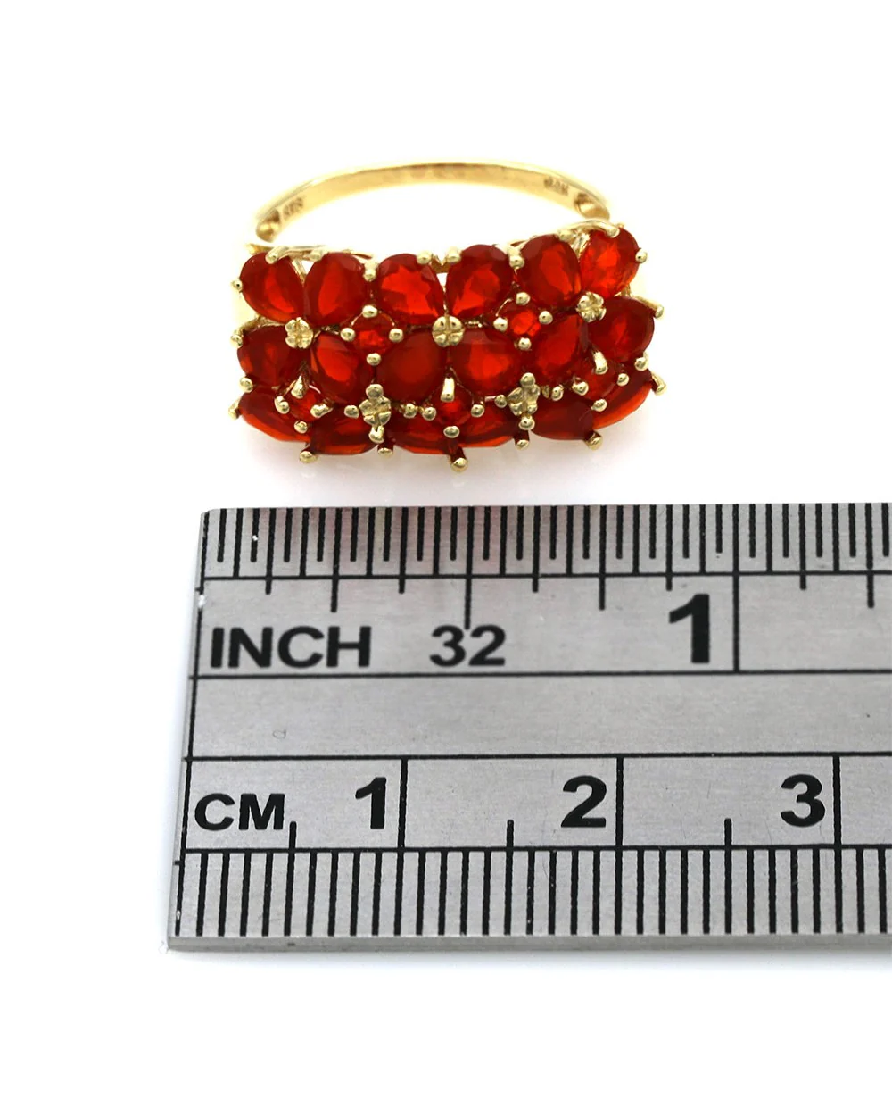 Mexican Fire Opal Cluster Ring in Yellow Gold - Image 3