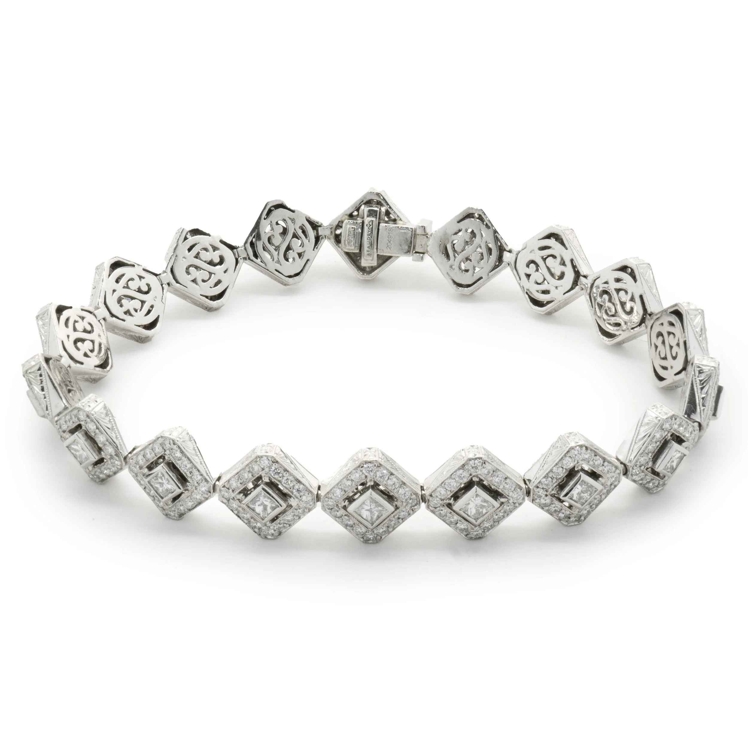 Michael Beaudry Platinum Diamond Kite Shape Inline Bracelet - Image 2