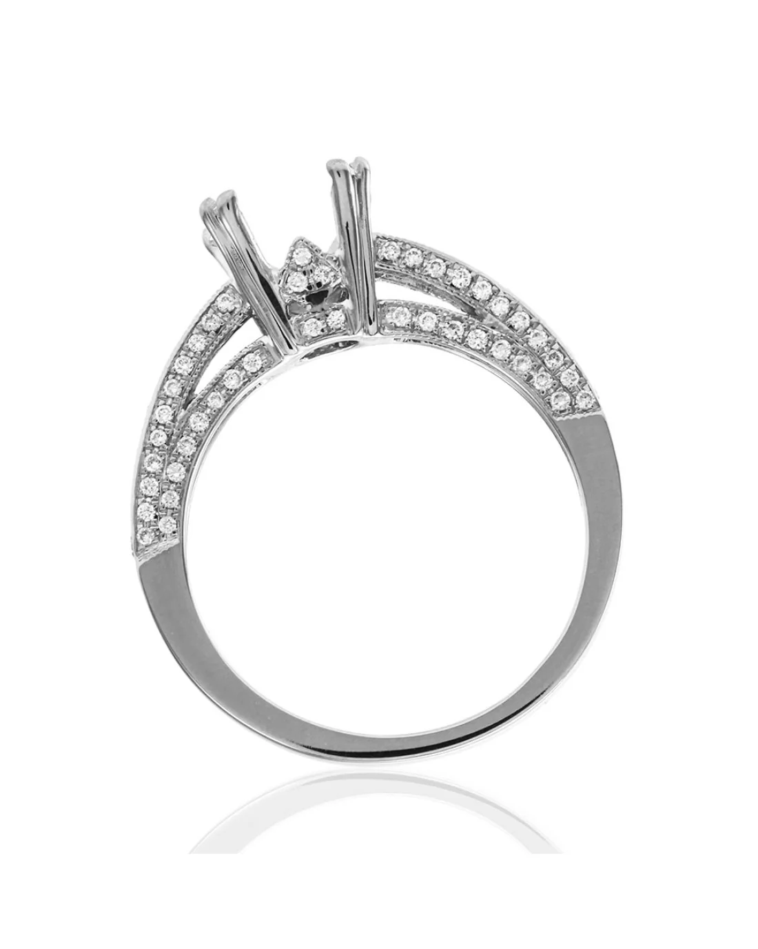 Micro-pave Diamond Engagement Ring Mounting in Gold - Image 4