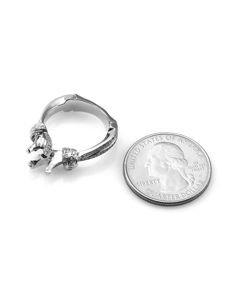 Micro-pave Diamond Knot Ring Mounting in Gold - Image 5